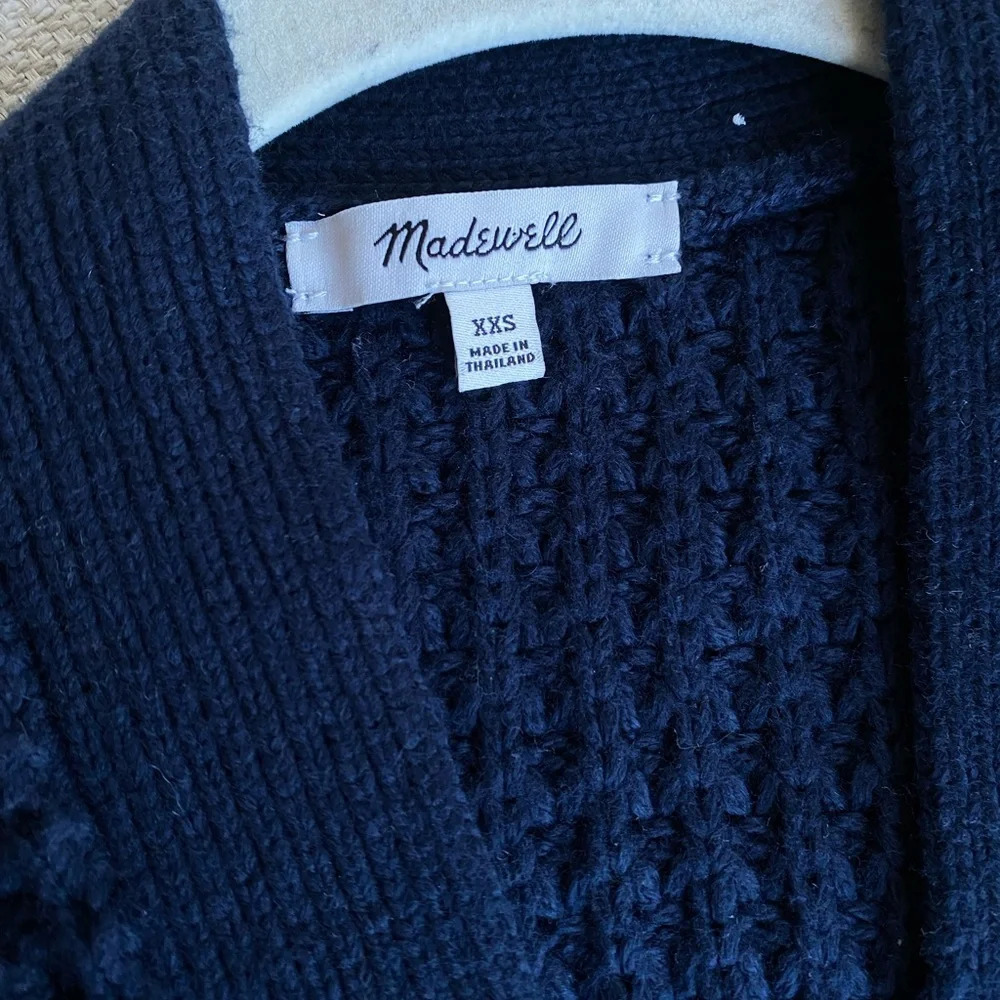 Madewell Navy Waffle-Knit Button Cardigan - Picture 4 of 9